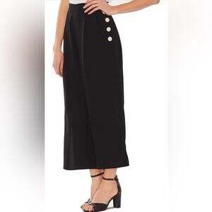 Vince Camuto Culottes Pants Womens 12 Black Side Button Crepe Wide Leg Corpcore
